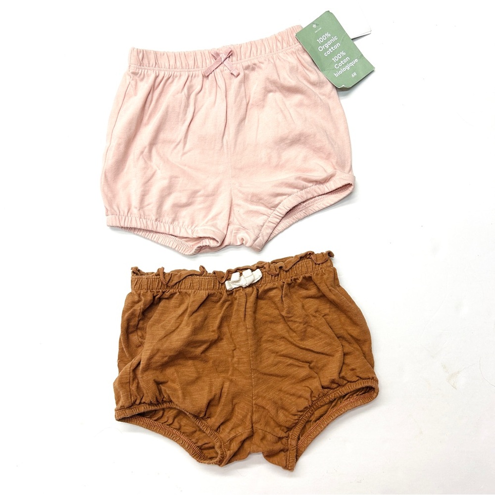 Bundle of Cotton Shorts Bloomers Pink and Tan Brown Little Co. and H&M